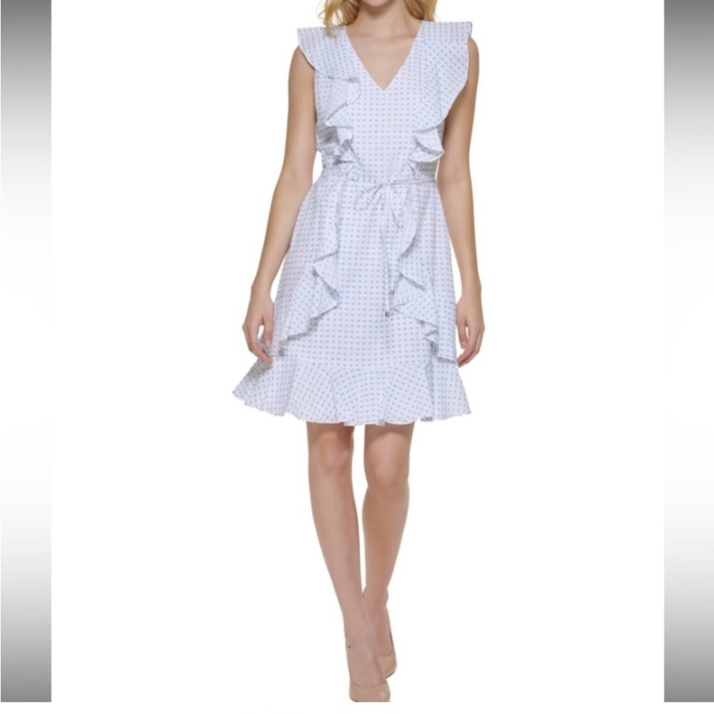 Tommy Hilfiger Flutter Sleeve Gray Dress Size 10